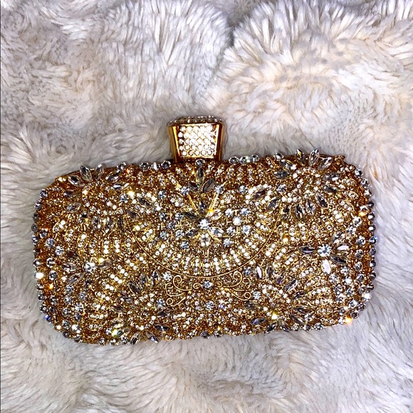 Handbags - GOLDEN GLITZ AND CRYSTAL 3WAY CLUTCH